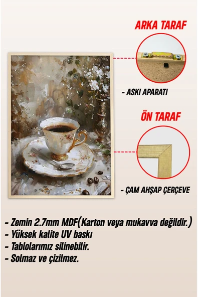 kutuTR Ahşap Çerçeveli Mdf Tek Tablo Mutfak Dekoru Tablo (KENDİ TABLO SETİNİZİ OLUŞTURACAĞINIZ LİSTE) - Resim 3