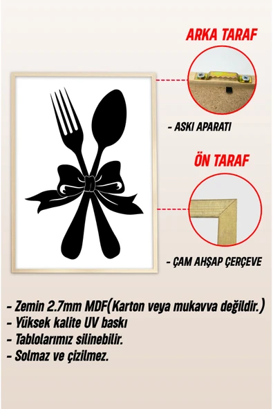 kutuTR Ahşap Çerçeveli Mdf Tek Tablo Mutfak Dekoru Tablo (KENDİ TABLO SETİNİZİ OLUŞTURACAĞINIZ LİSTE) - Resim 3