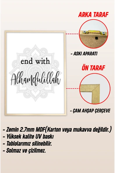 kutuTR Ahşap Çerçeveli Mdf Tek Tablo İslami Tablo (KENDİ TABLO SETİNİZİ OLUŞTURACAĞINIZ LİSTE) - Resim 3