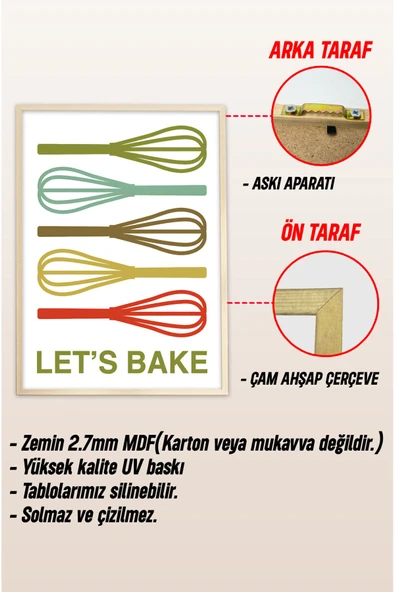 kutuTR Ahşap Çerçeveli Mdf Tek Tablo Mutfak Dekoru Tablo (KENDİ TABLO SETİNİZİ OLUŞTURACAĞINIZ LİSTE) - Resim 3
