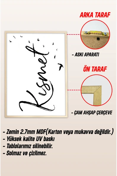 kutuTR Ahşap Çerçeveli Mdf Tek Tablo İslami Tablo (KENDİ TABLO SETİNİZİ OLUŞTURACAĞINIZ LİSTE) - Resim 3