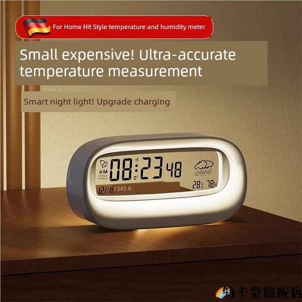 Dijital İç Ortam Sıcaklık Nem Ölçer - Işıklı Beyaz + USB - 2