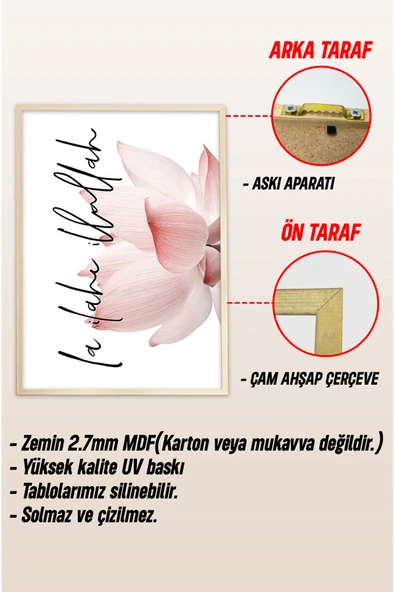 kutuTR Ahşap Çerçeveli Mdf Tek Tablo İslami Tablo (KENDİ TABLO SETİNİZİ OLUŞTURACAĞINIZ LİSTE) - Resim 3