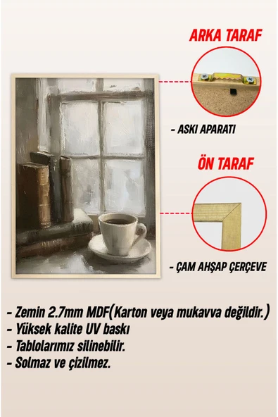 kutuTR Ahşap Çerçeveli Mdf Tek Tablo Mutfak Dekoru Tablo (KENDİ TABLO SETİNİZİ OLUŞTURACAĞINIZ LİSTE) - Resim 3