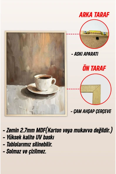 kutuTR Ahşap Çerçeveli Mdf Tek Tablo Mutfak Dekoru Tablo (KENDİ TABLO SETİNİZİ OLUŞTURACAĞINIZ LİSTE) - Resim 3