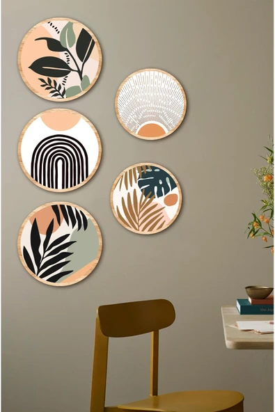kutuTR Dekorize Mdf 5 Parça Çerçeve Görünümlü Tablo Set 5011