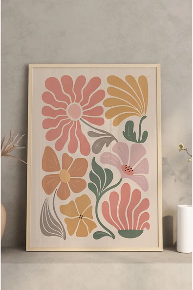 kutuTR Ahşap Çerçeveli Mdf Tablo Seti Salon Ve Oturma Odası İçin ÇT3005 - 4