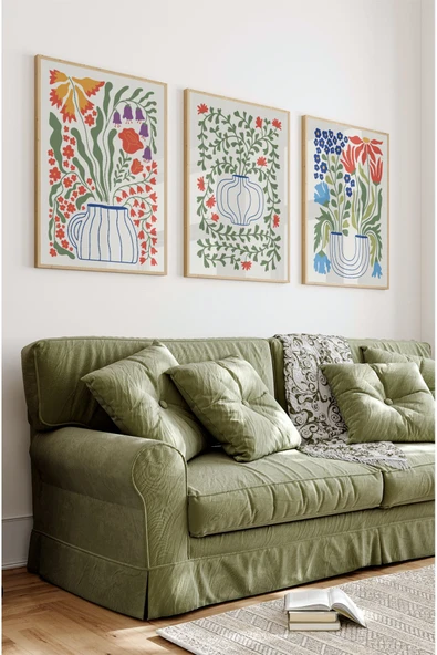 kutuTR Ahşap Çerçeveli Mdf Tablo Seti Salon Ve Oturma Odası İçin ÇT3004