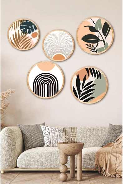 kutuTR Dekorize Mdf 5 Parça Çerçeve Görünümlü Tablo Set 5011 - Resim 3