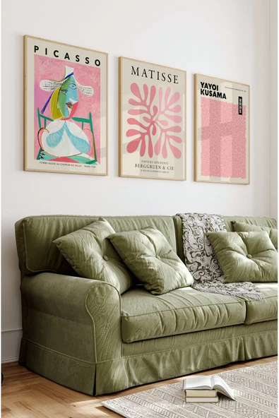kutuTR Ahşap Çerçeveli Mdf Tablo Seti Salon Ve Oturma Odası İçin ÇT3003