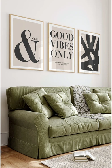 kutuTR Ahşap Çerçeveli Mdf Tablo Seti Salon Ve Oturma Odası İçin ÇT3002