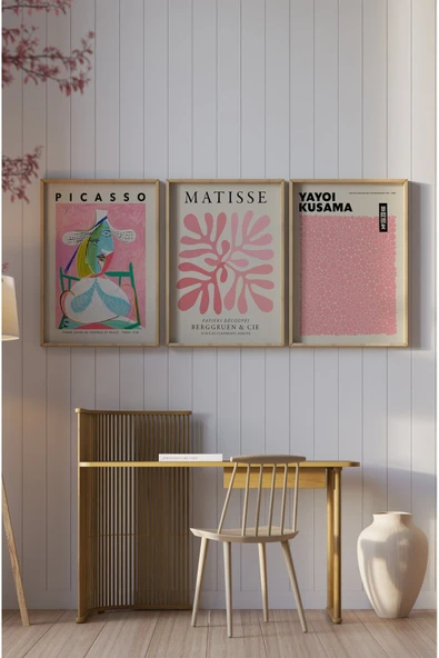 kutuTR Ahşap Çerçeveli Mdf Tablo Seti Salon Ve Oturma Odası İçin ÇT3003 - 3