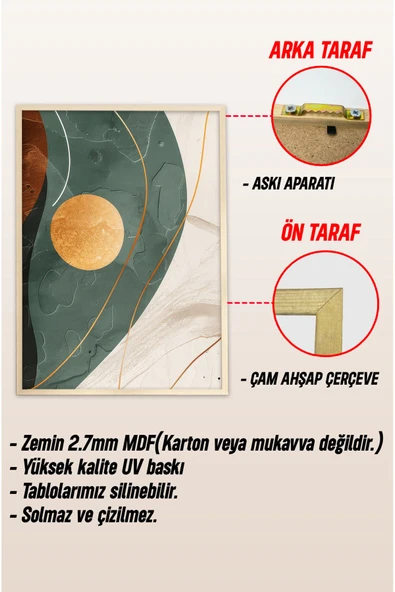 kutuTR Dekorize Mdf Tablo Seti 3 Parça 3 Mm - Çerçeveli Salon Oturma Odası Için Duvar Dekoru 3026 - 3
