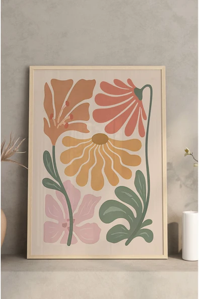 kutuTR Ahşap Çerçeveli Mdf Tablo Seti Salon Ve Oturma Odası İçin ÇT3005 - 5