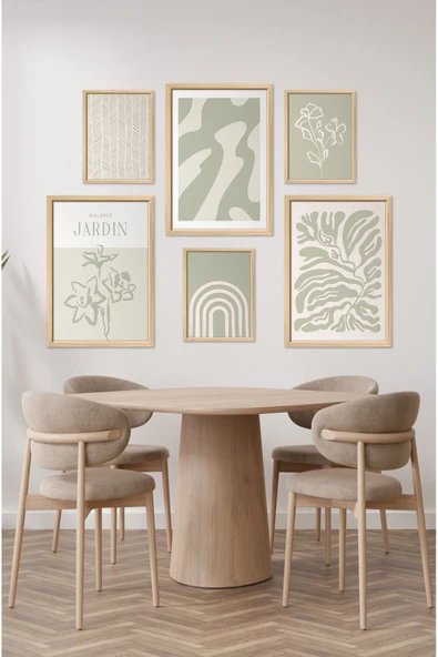 kutuTR 6'lı Ahşap Model 3 Adet 21x30 ve 3 Adet 13x17 Tablodan Oluşan Set Çerçeve Görünümlü 3059