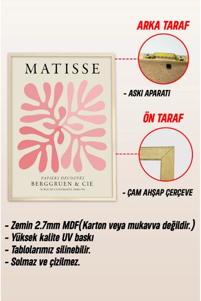 kutuTR Ahşap Çerçeveli Mdf Tablo Seti Salon Ve Oturma Odası İçin ÇT3003 - 7