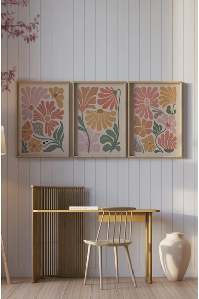kutuTR Ahşap Çerçeveli Mdf Tablo Seti Salon Ve Oturma Odası İçin ÇT3005 - 2