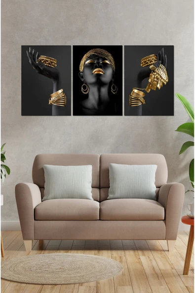 kutuTR Notpa Dekorize Mdf 3 Parça 3 Mm Çerçeve Görünümlü Afrika Tablo 3021 - 3