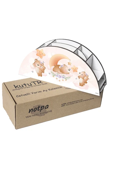 kutuTR Ahşap Vip Canlılar Gökkuşağı Cetvelli Masaüstü Kalemlik Organizer Montajlı Kutulu - Resim 6