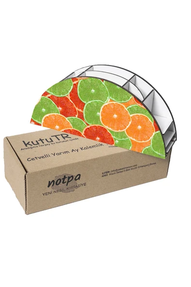 kutuTR Ahşap Vip Meyve Serisi Gökkuşağı Cetvelli Masaüstü Kalemlik Organizer Montajlı Kutulu - Resim 6