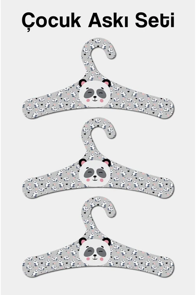 kutuTR Ahşap Çocuk Askısı Panda Desenli 18 Adet Askı - 2