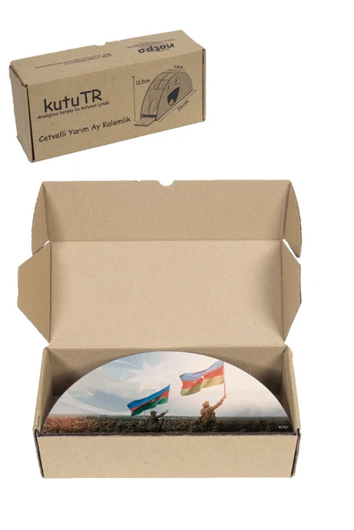 kutuTR Ahşap VİP Türkiye-Azerbaycan Serisi Gökkuşağı Cetvelli Masaüstü Kalemlik Organizer Montajlı Kutulu - Resim 8