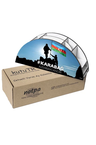 kutuTR Ahşap VİP Türkiye-Azerbaycan Serisi Gökkuşağı Cetvelli Masaüstü Kalemlik Organizer Montajlı Kutulu - Resim 6