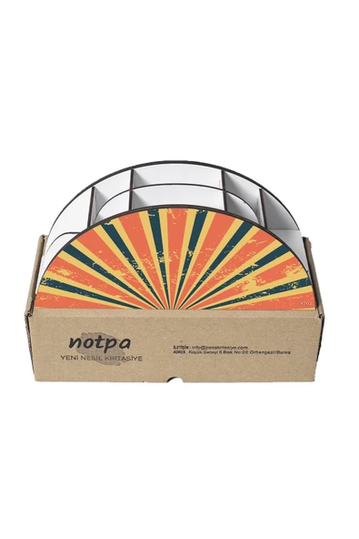 kutuTR Ahşap Vip Retro Serisi Gökkuşağı Cetvelli Masaüstü Kalemlik Organizer Montajlı Kutulu - Resim 5