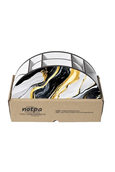 kutuTR Ahşap Vip Desen Serisi Gökkuşağı Cetvelli Masaüstü Kalemlik Organizer Montajlı Kutulu - Resim 5