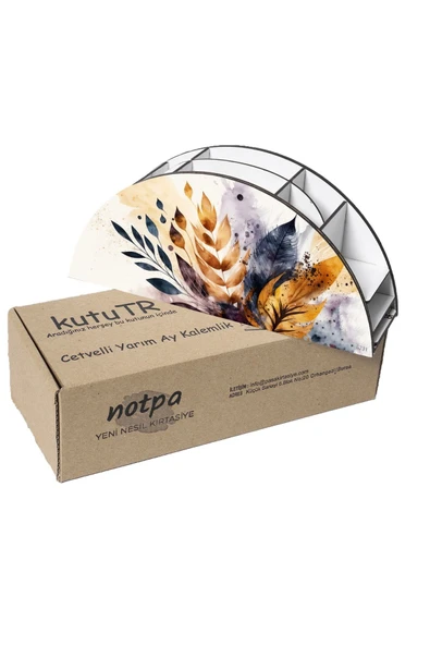 kutuTR Ahşap VİP Orman ve Yapraklar Serisi Gökkuşağı Cetvelli Masaüstü Kalemlik Organizer Montajlı Kutulu - Resim 6