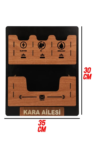 kutuTR Apartman Ortak Fatura & Posta Kutusu Ahşap - Siyah Ceviz - 4