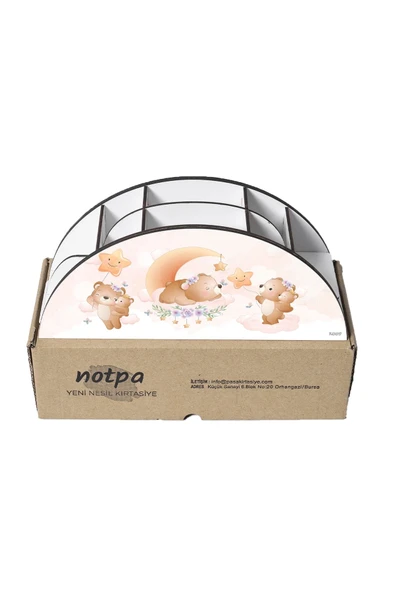 kutuTR Ahşap Vip Canlılar Gökkuşağı Cetvelli Masaüstü Kalemlik Organizer Montajlı Kutulu - Resim 5