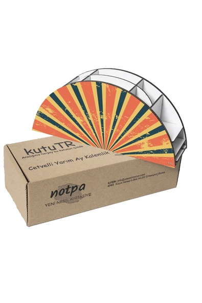 kutuTR Ahşap Vip Retro Serisi Gökkuşağı Cetvelli Masaüstü Kalemlik Organizer Montajlı Kutulu - Resim 6