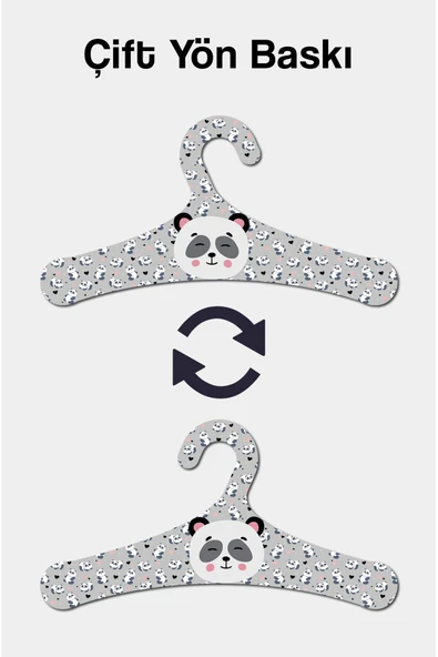 kutuTR Ahşap Çocuk Askısı Panda Desenli 9 Adet Askı - 3