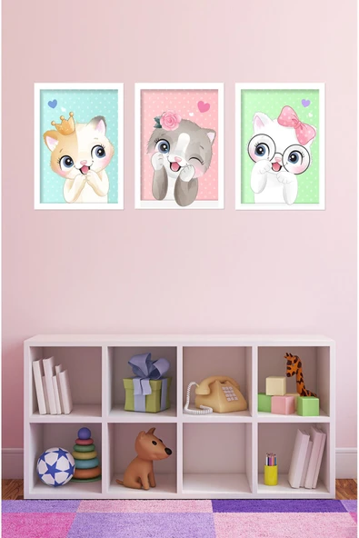 kutuTR Dekorize Mdf 3 Parça 3 Mm Çerçeve Görünümlü Çocuk Odası Için Sevimli Hayvanlar 3038 - 1