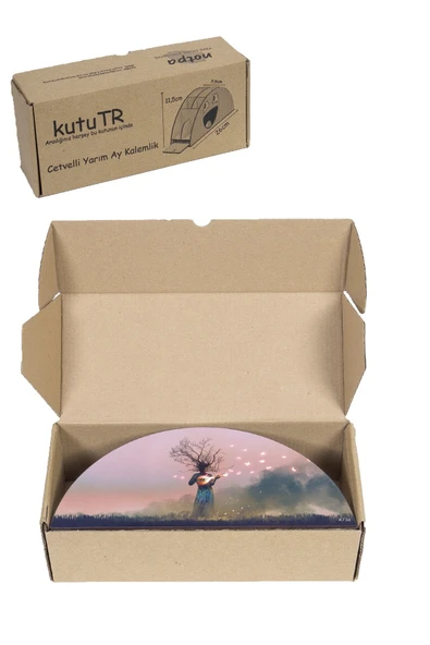 kutuTR Ahşap VİP Aİ Model Serisi Gökkuşağı Cetvelli Masaüstü Kalemlik Organizer Montajlı Kutulu - Resim 8