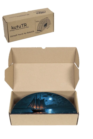 kutuTR Ahşap VİP Okyanus Serisi Gökkuşağı Cetvelli Masaüstü Kalemlik Organizer Montajlı Kutulu - Resim 8