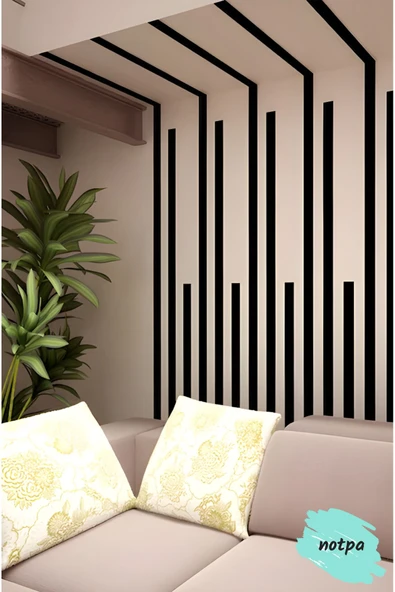 kutuTR NOTPA Dekorasyon Ahşap Şerit Duvar Panelleri Dekoratif Duvar Çıtası 1 Paket(10 Adet) - 2