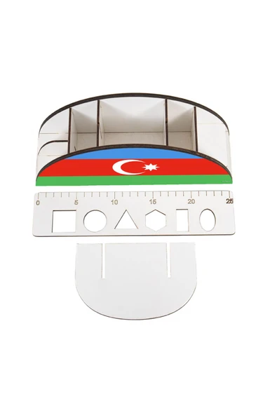 kutuTR Azerbaycan Cetvelli Masaüstü Kalemlik Organizer Montajlı Kutulu - Resim 2