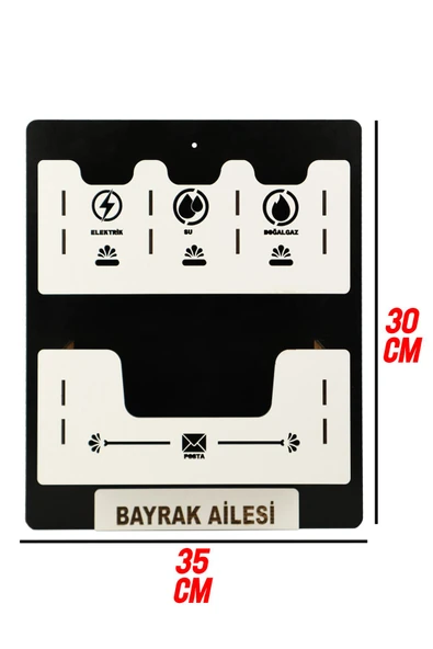 kutuTR Apartman Ortak Fatura & Posta Kutusu Ahşap - Siyah Beyaz - 3
