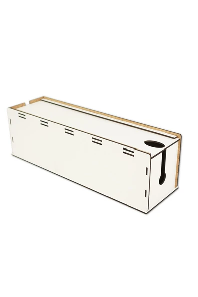 kutuTR Kablo Kutusu 40x12x14 Cm Kablo Priz Düzenleyici Organizer Beyaz Demonte - 5