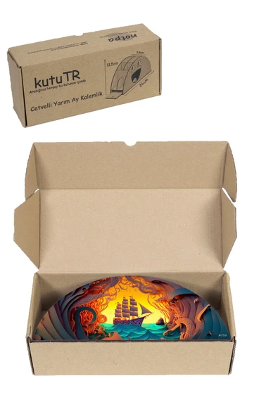 kutuTR Ahşap VİP Okyanus Serisi Gökkuşağı Cetvelli Masaüstü Kalemlik Organizer Montajlı Kutulu - Resim 8