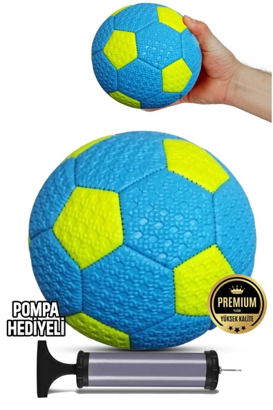 kutuTR Hentbol Topu Renkli Color Soft Katmanlı Çocuk Mini Futbol Topu No:1 İç Mekan Pompa Hediyeli