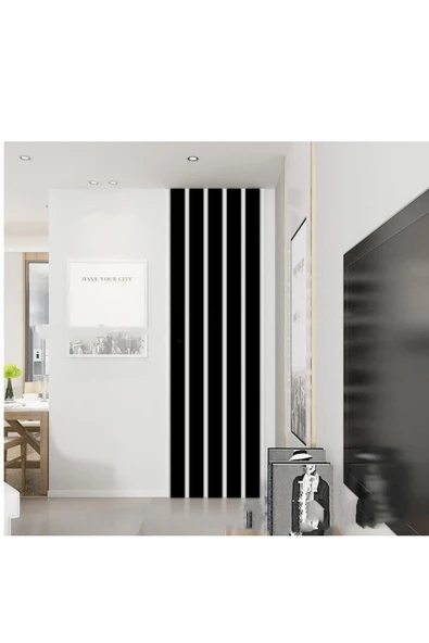 evdeucuz Dekorasyon Ahşap Şerit Duvar Panelleri 50x 5 Cm Duvar Çıtası Iskandinav Siyah 5 Adet - 2