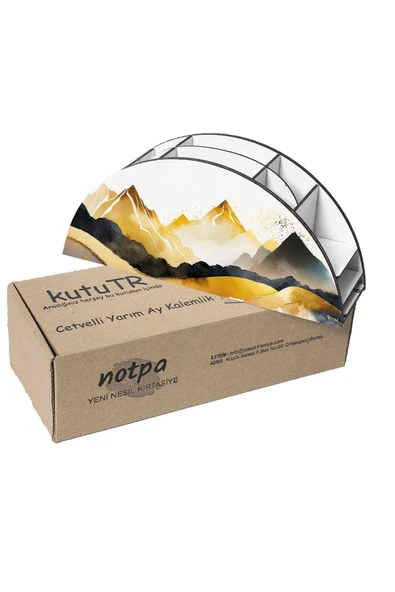 kutuTR Ahşap Vip Dağ Serisi Gökkuşağı Cetvelli Masaüstü Kalemlik Organizer Montajlı Kutulu - Resim 6