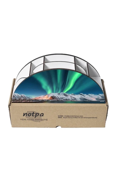 kutuTR Ahşap VİP Astronot ve Uzay Gökkuşağı Cetvelli Masaüstü Kalemlik Organizer Montajlı Kutulu - Resim 5