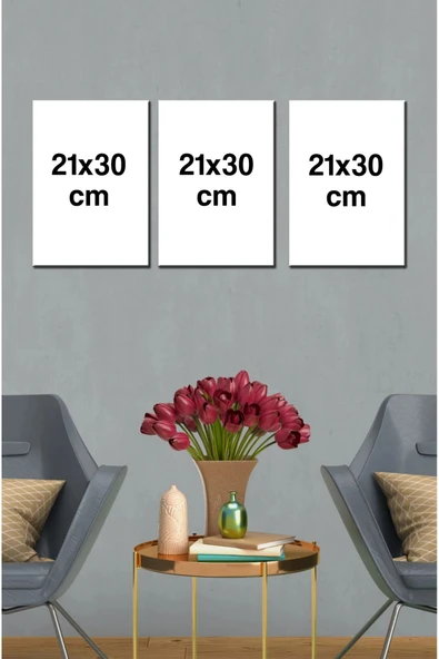 kutuTR Dekorize Mdf Tablo Seti 3 Parça 3 Mm - Vadi Salon Oturma Odası Için Duvar Dekoru - 3