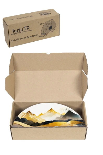 kutuTR Ahşap Vip Dağ Serisi Gökkuşağı Cetvelli Masaüstü Kalemlik Organizer Montajlı Kutulu - Resim 8