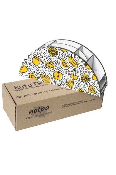 kutuTR Ahşap Vip Meyve Serisi Gökkuşağı Cetvelli Masaüstü Kalemlik Organizer Montajlı Kutulu - Resim 6