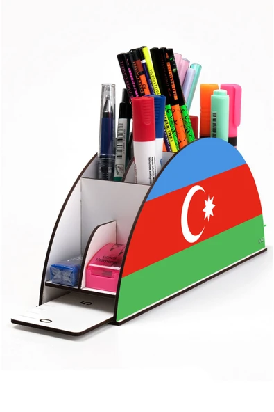 kutuTR Azerbaycan Cetvelli Masaüstü Kalemlik Organizer Montajlı Kutulu - Resim 4